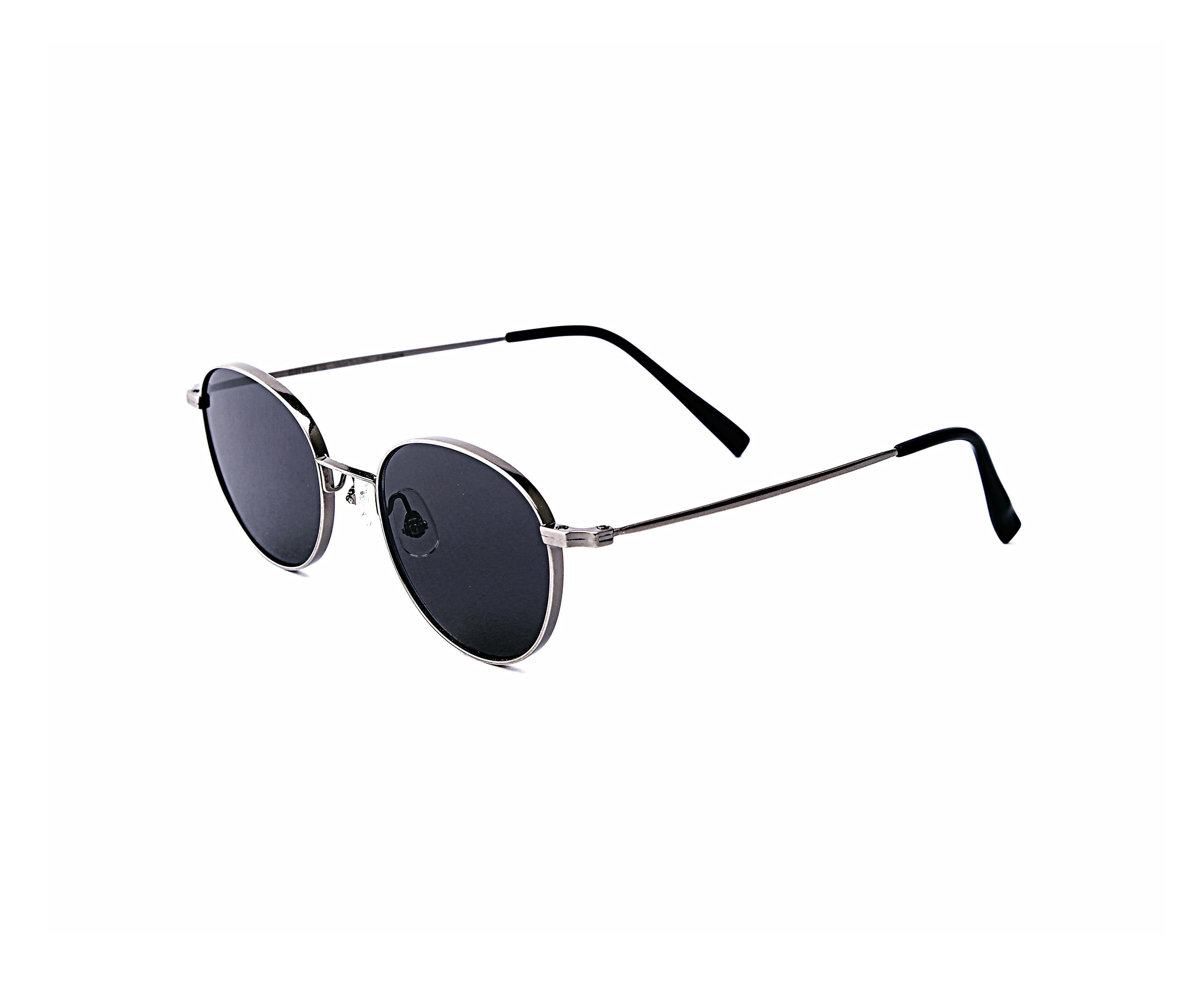 Minimal Round Metal Sunglasses, Lightweight Korean Design Eyewear — view 4