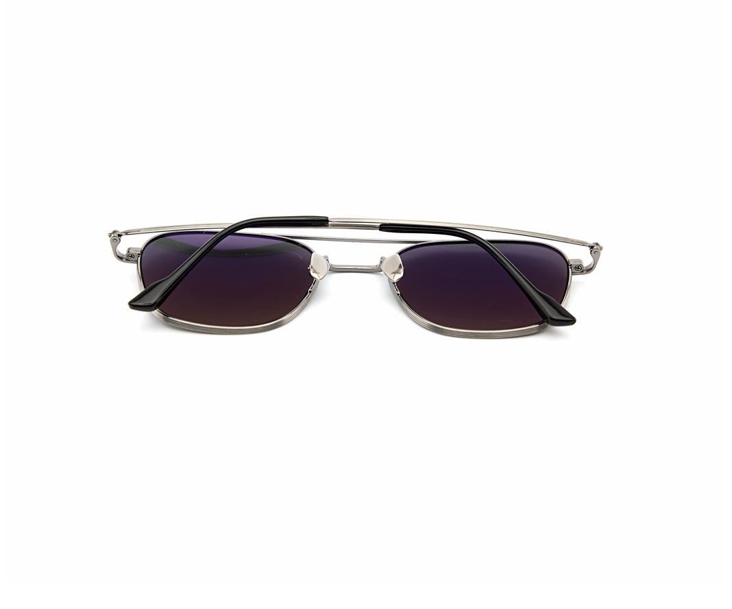 Silver Square Aviator Sunglasses | Polarized Metal Frame Sunglasses | Korean UV400 Eyewear | Lightweight Unisex Double Bridge Shades — view 10