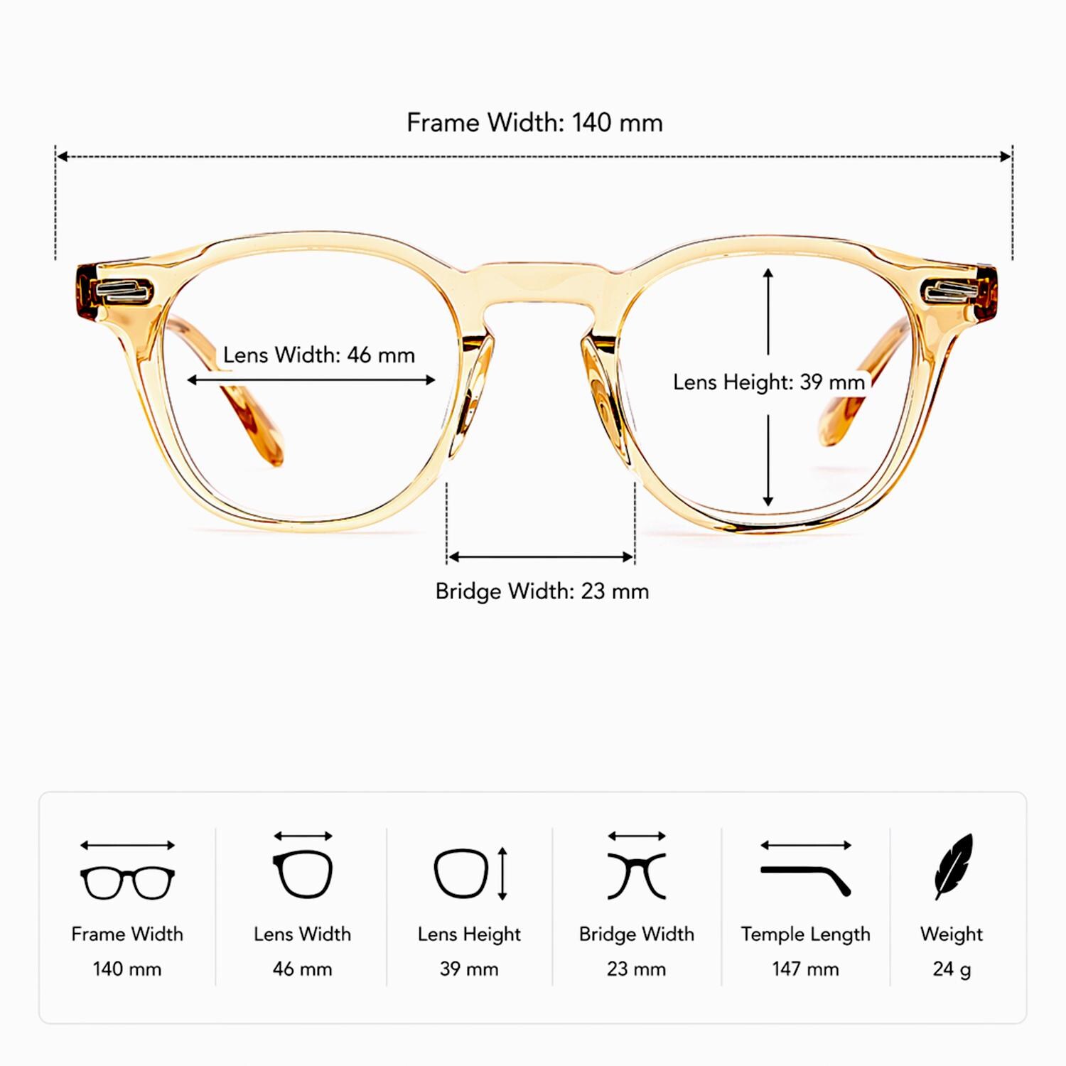 Clear Yellow Frame | Korean Design Square Frame | Unisex Acetate Glasses | Lightweight Durable Eyewear — view 6