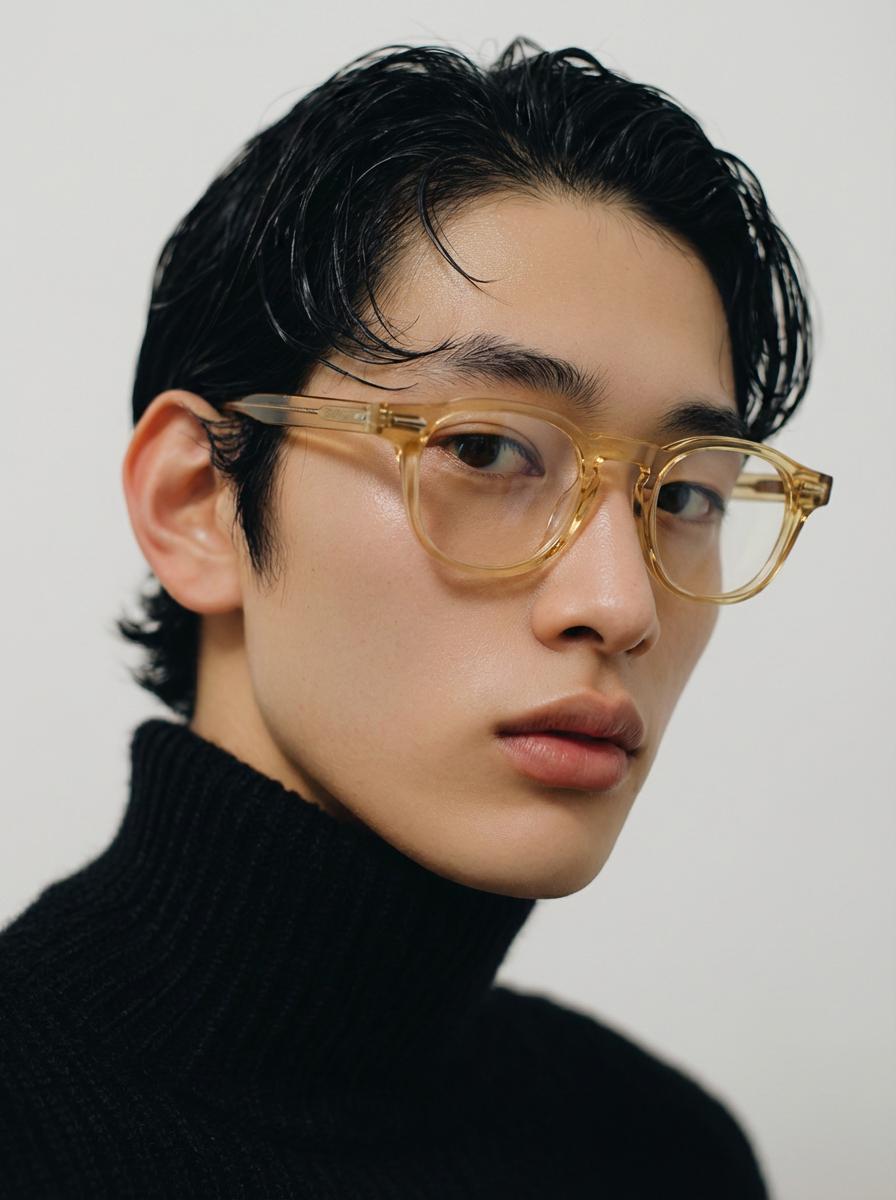 Clear Yellow Frame | Korean Design Square Frame | Unisex Acetate Glasses | Lightweight Durable Eyewear — view 7