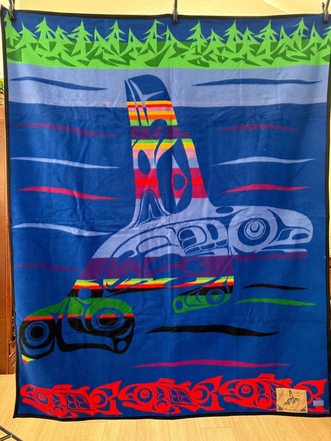 Orca Pendleton Auténtica manta vintage artesanal Marvin Oliver Orca de Beaver State ...
