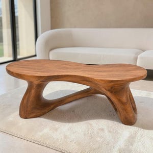 Sculptural Solid Wood Coffee Table, Curved Coffee Table, Organic Walnut Coffee Table, Handmade Walnut Coffee Table