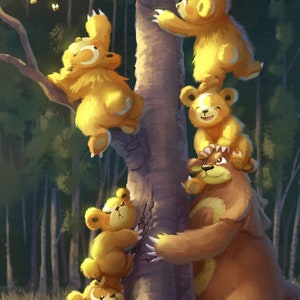Ursaring and Teddiursa Babies Art Print