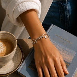 Bracciale rigido intrecciato in argento sterling 925, bracciale minimalista per tutti i giorni.