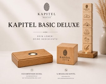 KAPITEL Basic Deluxe von WoodLuxe – personalisierbares Holz-Würfelsystem als besonderes Erinnerungsstück, Geschenk und Dekoration