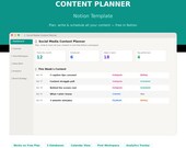 Social Media Content Planner Notion Template | Content Calendar | Post Workspace | Ideas Bank | Free Plan