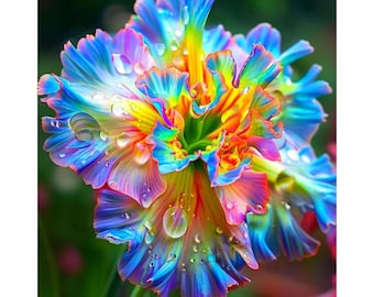 虹色の縞模様のヒゲアイリスの花の種、マルチカラーのフリルガーデンブルーム