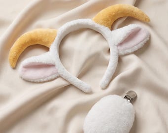 Diadema con orejas de oveja y cola, accesorio para disfraz de cordero