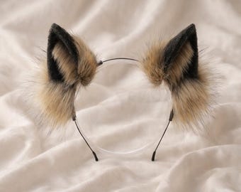 Diadema con orejas de zorro peludas, orejas de animales para cosplay, orejas de lobo y gato.