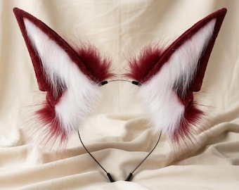 Diadema de piel sintética con orejas de zorro, orejas de cosplay de anime, orejas de Fennec