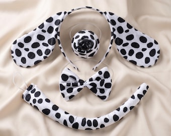Conjunto de orejas y cola de perro dálmata, accesorio para disfraz de cachorro
