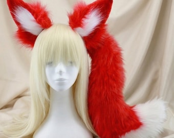 Rävöron och svansset, Kitsune Cosplay Anime-kostymtillbehör