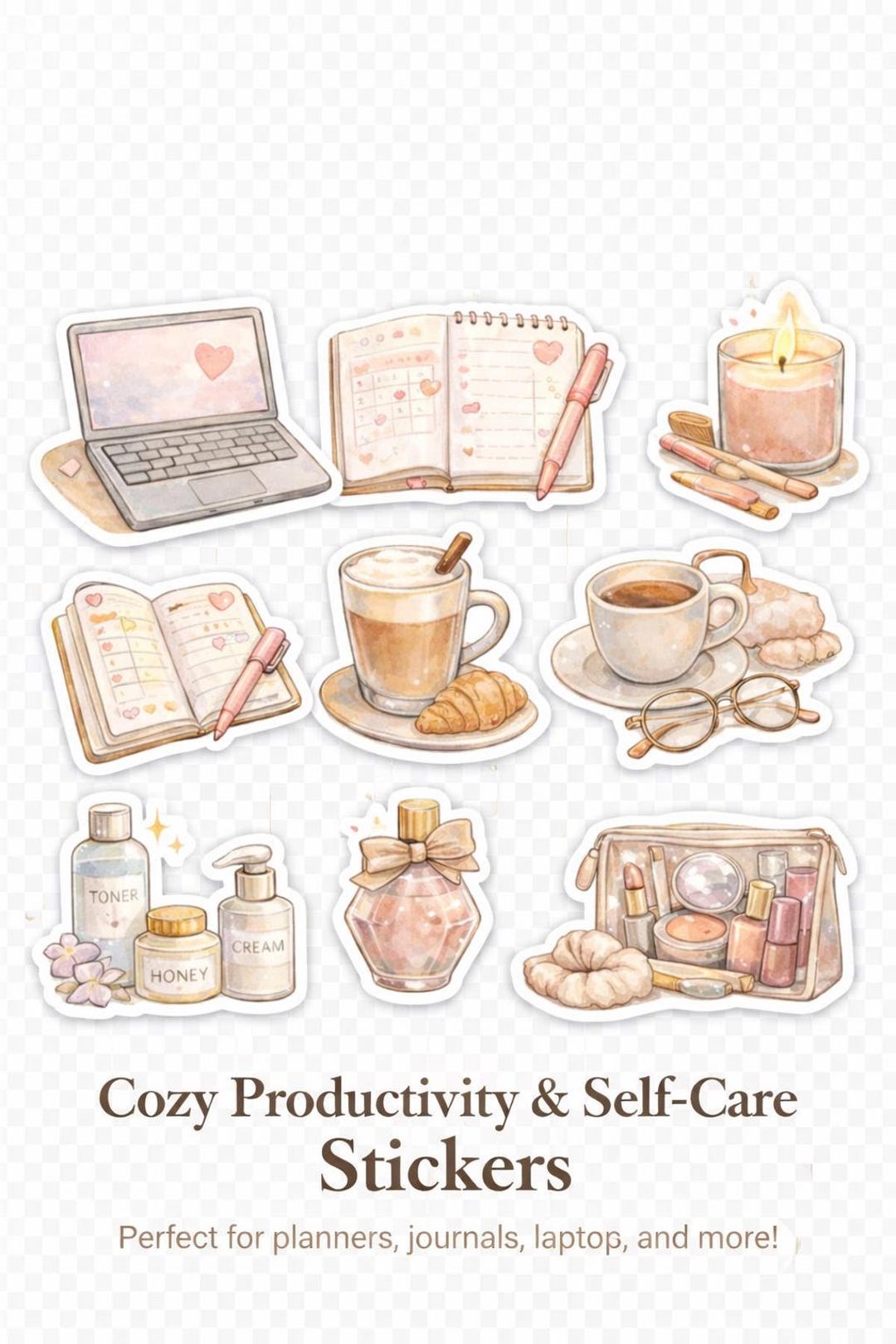 Cozy Aesthetic Sticker Sheet (printable PDF) | Kawaii Planner Stickers ...