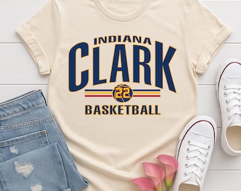Koszulka Clark Basketball Indiana #22, spersonalizowany prezent dla niego, koszulka z grafiką retro, spersonalizowany prezent dla fana sportu, koszulka unisex
