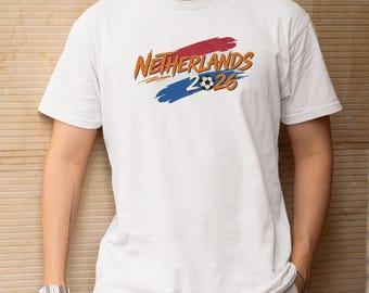 Soccer World Tournament Inspired Design, Netherlands Flag Animated Tribute Fans Graphic Tee, Football Supporters Sports Gift Unisex T-Shirt