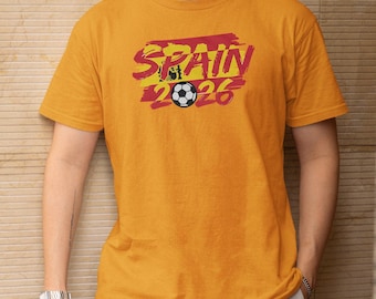Soccer World Tournament Inspired Design, Spain Flag Animated Tribute for Fans, Football Supporters Sports Gift Unisex T-Shirt