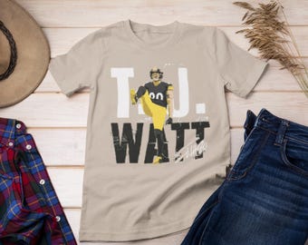 Camiseta de fútbol unisex: camiseta y sudadera con capucha retro de TJ Watt.
