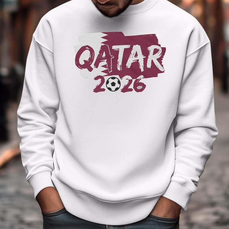 Animated Qatar Flag Soccer Fan Graphic Tee, World Tournament Football Support Design, Sports Gift for Football Supporters Unisex T-Shirt image 7