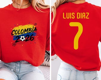 Regalo deportivo de fútbol, L Díaz #7 Diseño de jugador estrella de Colombia, Camiseta gráfica para aficionados al fútbol del torneo mundial, Unisex