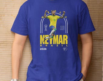 Koszulka z nadrukiem w hołdzie brazylijskiej gwieździe #10, inspirowana Neymarem, koszulka z grafiką w stylu legendy futbolu, prezent dla fanów z Pucharu Piłki Nożnej 2026, unisex