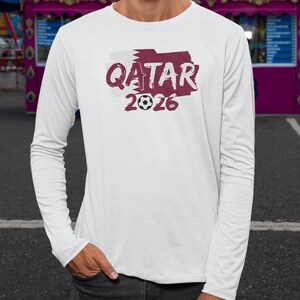 Animated Qatar Flag Soccer Fan Graphic Tee, World Tournament Football Support Design, Sports Gift for Football Supporters Unisex T-Shirt image 4