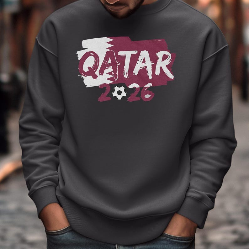 Animated Qatar Flag Soccer Fan Graphic Tee, World Tournament Football Support Design, Sports Gift for Football Supporters Unisex T-Shirt image 6