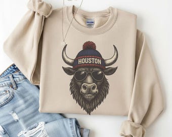 Houston Football Maskottchen Shirt, Retro Spieltag Sweatshirt Hoodie, Vintage Houston Fan T-Shirt