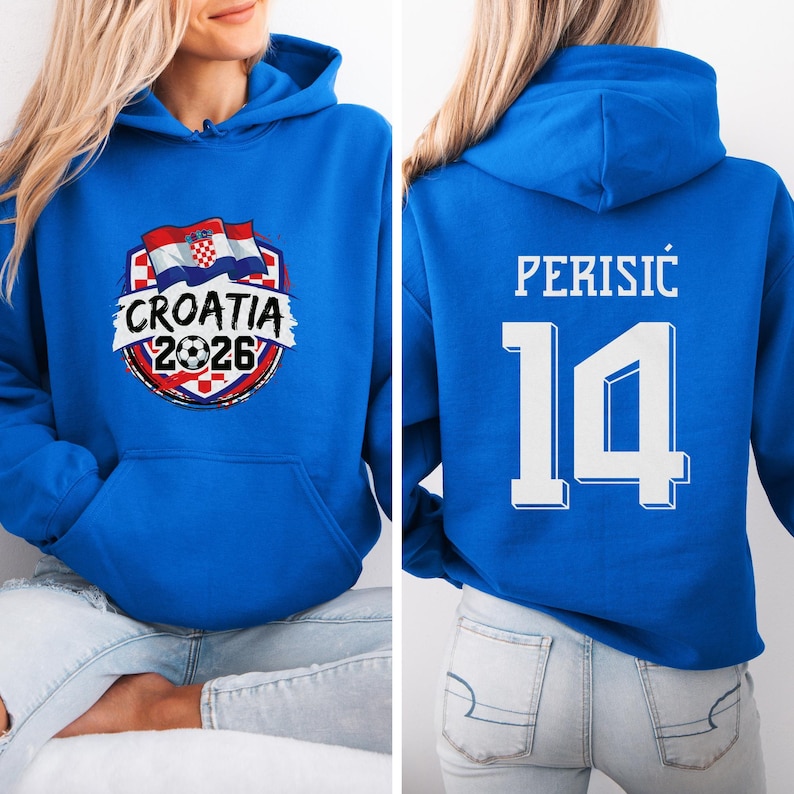 Camiseta gráfica Perisic #14, jugador estrella de Croacia, regalo para aficionados al fútbol del Mundial, camiseta unisex de estilo camiseta de fútbol con estampado a doble cara. imagen 3