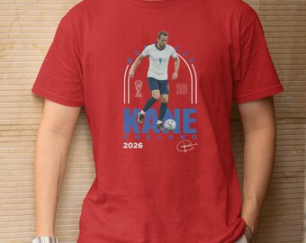 Koszulka z nadrukiem upamiętniającym gwiazdę reprezentacji Anglii nr 9, inspirowana Kane'em, koszulka z grafiką w stylu World Football, prezent dla fanów z okazji Pucharu Piłki Nożnej 2026