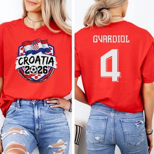 Kroatië dubbelzijdig voetbalshirt stijl cadeau, Gvardiol #4 sterspeler graphic T-shirt, voetbalfans geïnspireerd wereldtoernooi voetbalfans T-shirt uniseks afbeelding 8