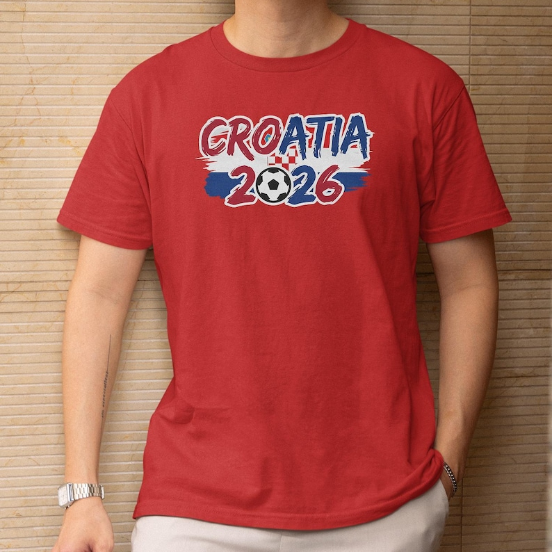 Soccer World Tournament Inspired Design, Animated Croatia Flag Tribute for Fans, Football Supporters Sports Gift Unisex T-Shirt image 2