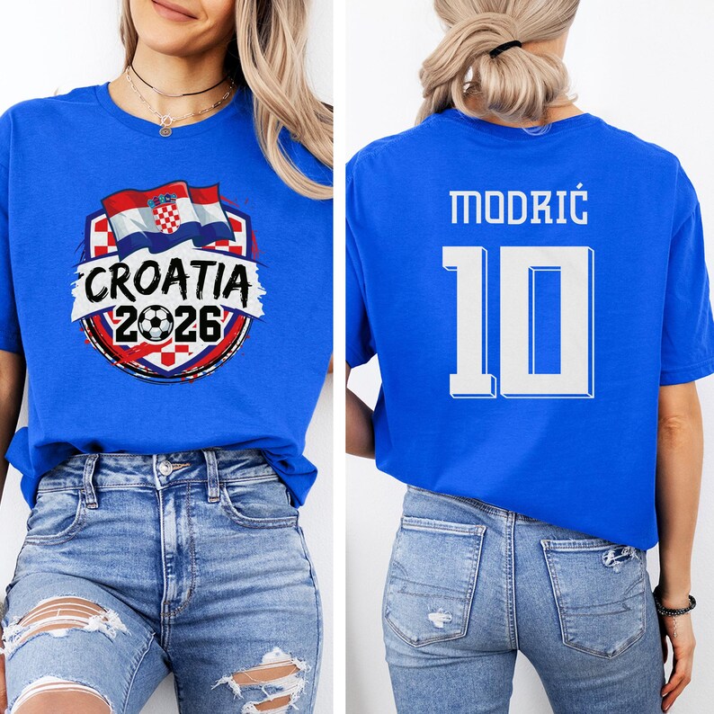 Cadeau style maillot de football croate recto-verso, t-shirt graphique joueur étoile Modric # 10 inspiré des fans de football du tournoi mondial, t-shirt unisexe image 11