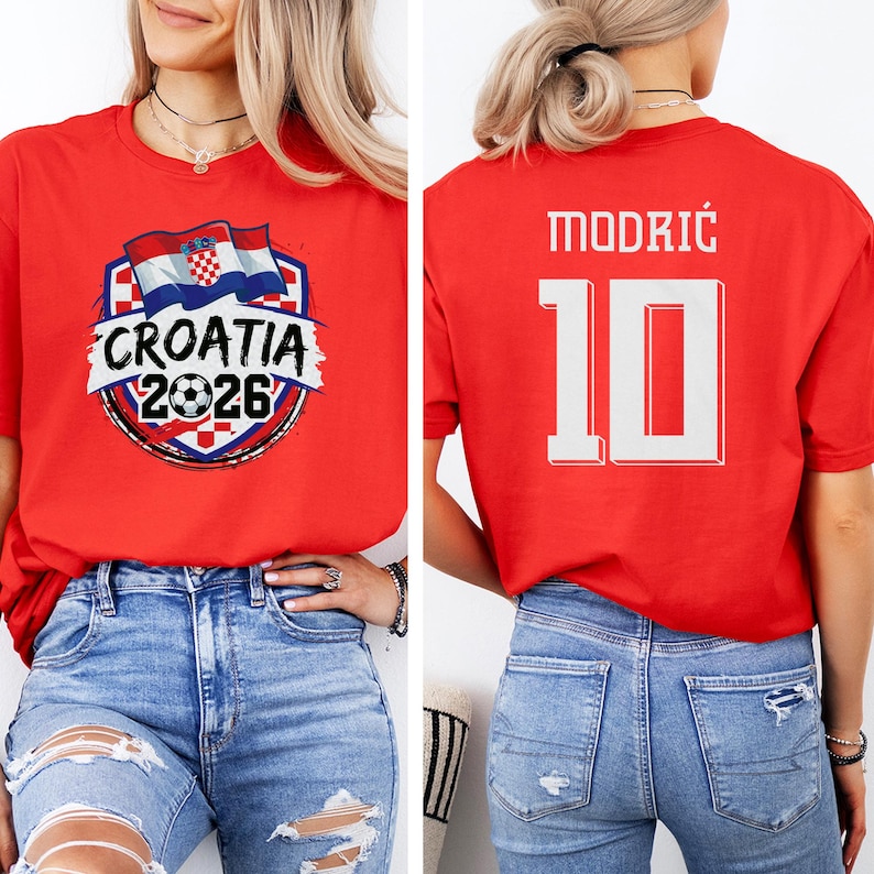 Cadeau style maillot de football croate recto-verso, t-shirt graphique joueur étoile Modric # 10 inspiré des fans de football du tournoi mondial, t-shirt unisexe image 7