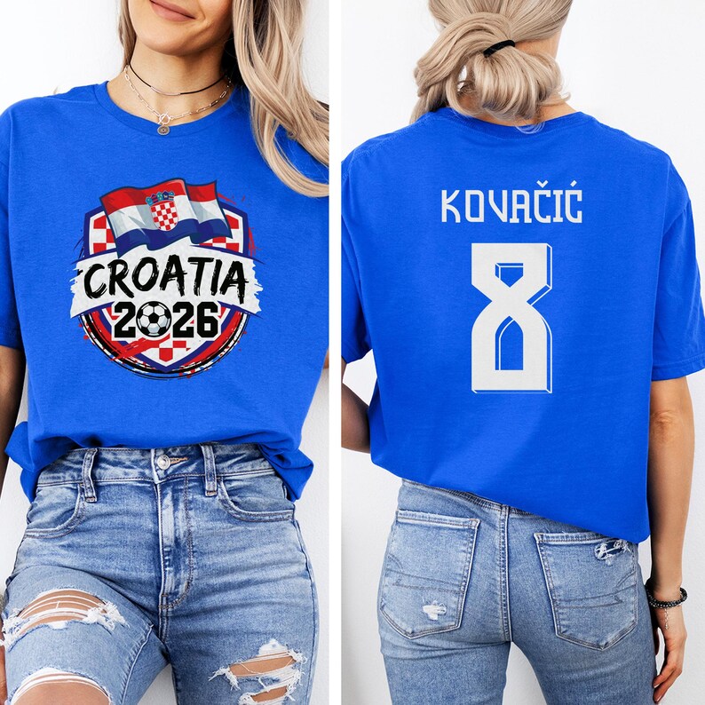 Croatia Star Player Kovacic #8 Graphic Tee, World Tournament Football Fans Gift, 2-Sided Soccer Jersey Style Soccer Unisex T-Shirt image 10