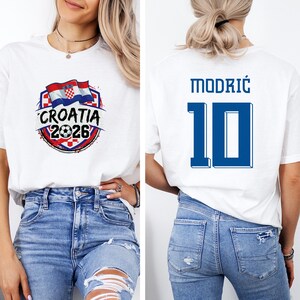 Cadeau style maillot de football croate recto-verso, t-shirt graphique joueur étoile Modric # 10 inspiré des fans de football du tournoi mondial, t-shirt unisexe image 9