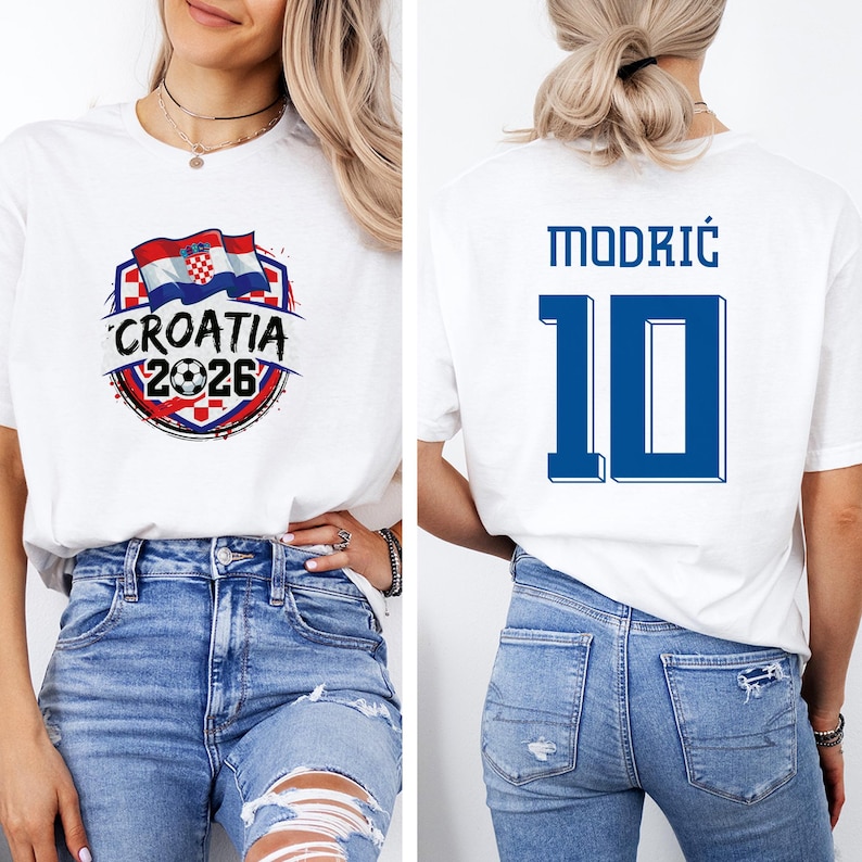 Cadeau style maillot de football croate recto-verso, t-shirt graphique joueur étoile Modric # 10 inspiré des fans de football du tournoi mondial, t-shirt unisexe image 9