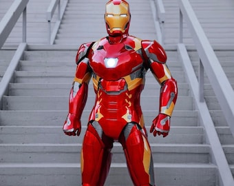Iron Man Kostüm, Realistischer Superhelden Anzug, Rotgold Rüstung Cosplay, Avengers Inspiriert Kostüm, Cosplay Anzug für Erwachsene, Halloween-Kostüm