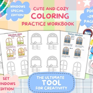 Window Coloring Practice Workbook | Alcohol Marker Tutorial | Cute Cozy Window Coloring Guide | Printable PDF | 29 Practice Pages