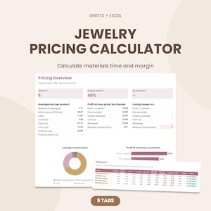 Calculadora de Preços de Joias, Planilha de Custos de Metais, Pedras e Componentes para Google Sheets e Excel