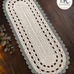Crochet Table Runner Pattern PDF, Oval Lace Runner with Scalloped Edge, Beginner Friendly Doily Pattern