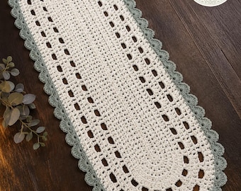 Crochet Table Runner Pattern PDF, Oval Lace Runner with Scalloped Edge, Beginner Friendly Doily Pattern