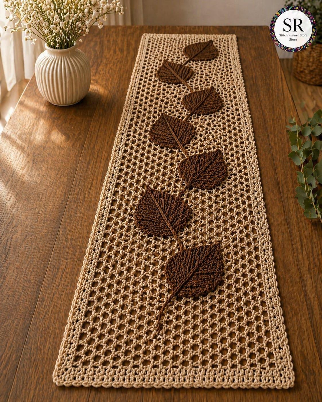 38 Crochet Leaf Patterns To Welcome Fall With Appliqués, Garlands, and Botanical Details 34 Crochet Table Runner