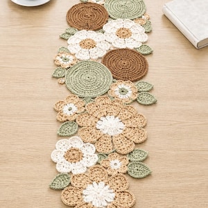Floral Crochet Table Runner Pattern PDF, Flower Lace Table Decor, Farmhouse Style, Instant Download