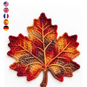 Crochet Maple Leaf Pattern PDF, Textured Autumn Leaf Applique, Fall Decor