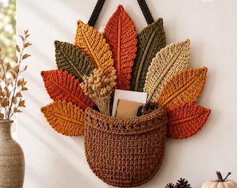 Haakpatroon voor een wandorganizer met herfstbladeren (PDF-download)