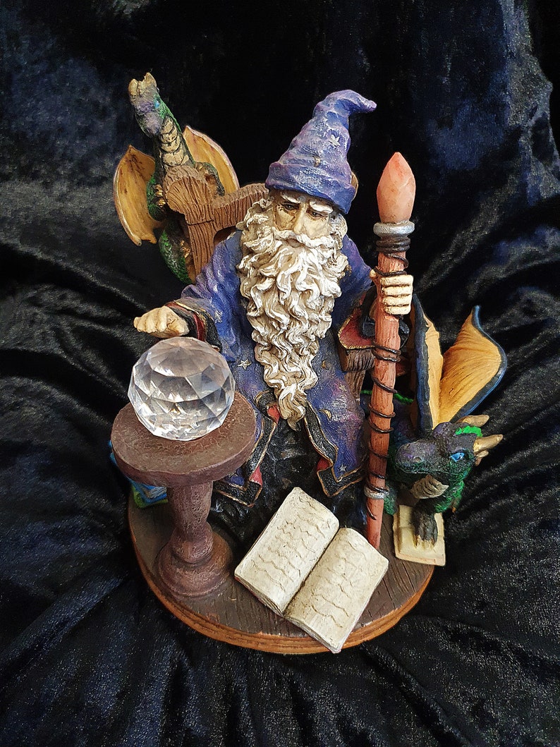 DRAGON WIZARD Figurine. Land Of The Dragons Statue Ornament Etsy