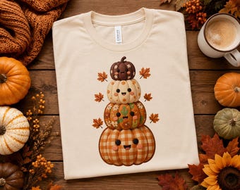 Cute Pumpkin Stack PNG | Kawaii Fall Pumpkin Sublimation | Autumn Pumpkin PNG | Thanksgiving Shirt Design | Fall Digital Download