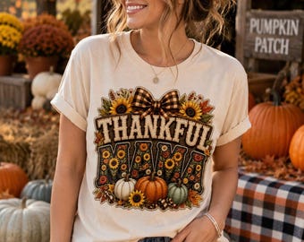 Thankful Mama PNG | Fall Mama Sublimation | Thanksgiving PNG | Autumn Pumpkin Shirt Design | Faux Embroidery PNG | Digital Download
