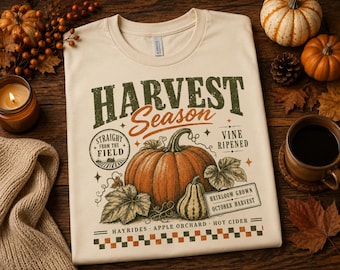 Harvest Season PNG | Vintage Pumpkin Sublimation | Fall Pumpkin Shirt Design | Autumn Farmhouse PNG | Digital Download