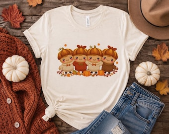 Cute Pumpkin Kids PNG | Kawaii Fall Friends PNG | Autumn Sublimation Design | Pumpkin Patch Shirt PNG | Digital Download
